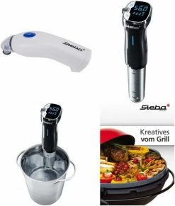 Dampfgarer & Reiskocher Steba SV 50 + VK 1 + Rezeptheft Sous-Vide Garer Edelstahl/schwarz + Weiß